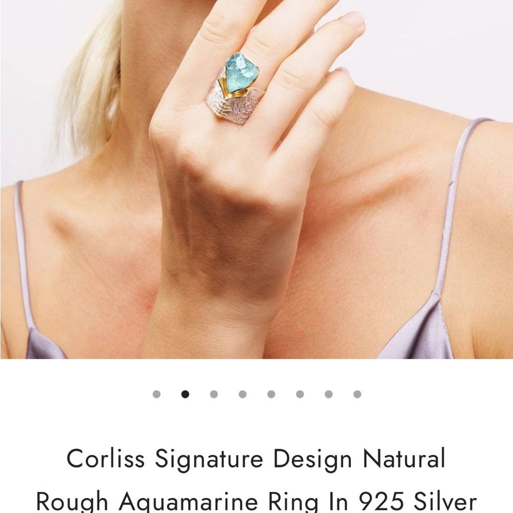 Signature Aquamarine Silver Ring designed by famous German Kabirski